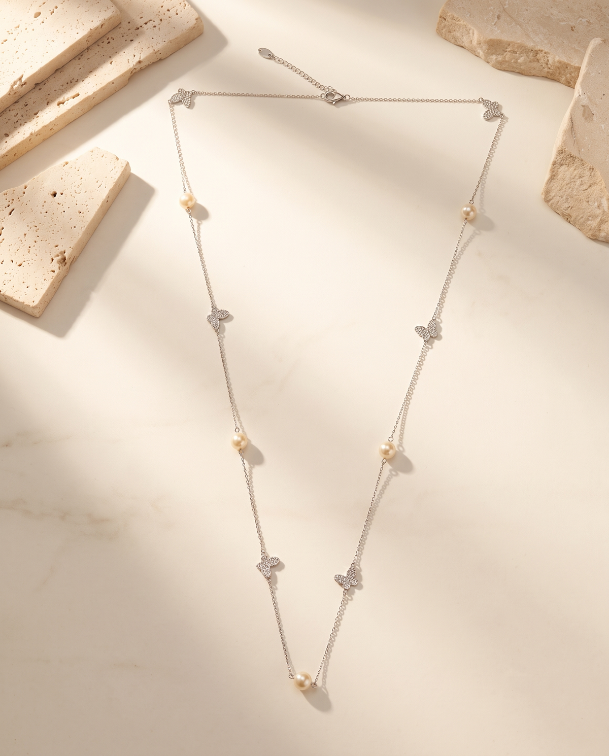 Butterfly Pearl Station Necklace – view 4