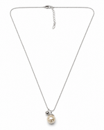 Silver Capped Pearl Charm Necklace – view 1