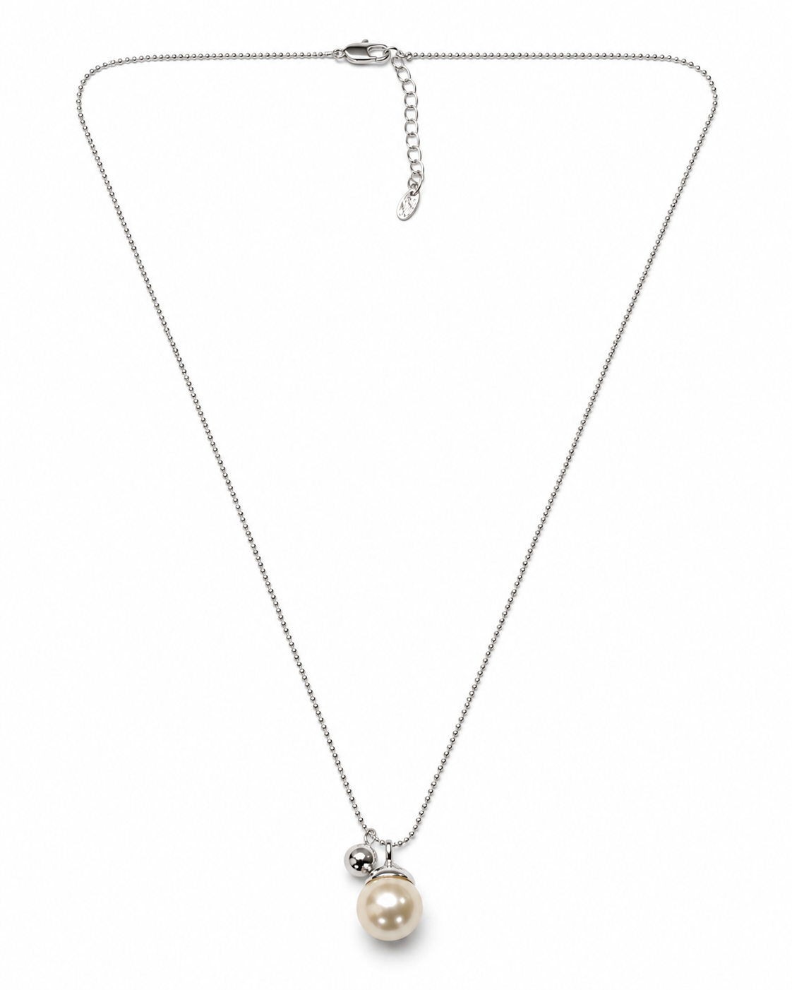 Silver Capped Pearl Charm Necklace – view 1