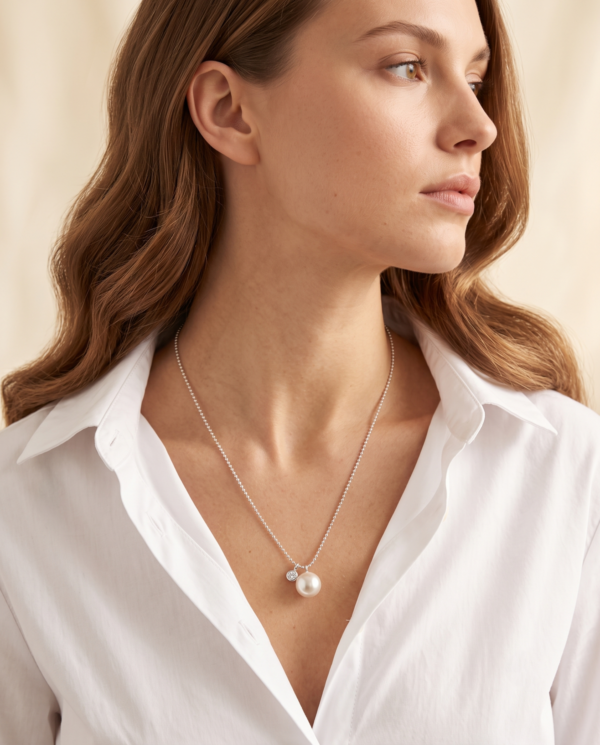 Brushed Sphere Charm Necklace – view 3