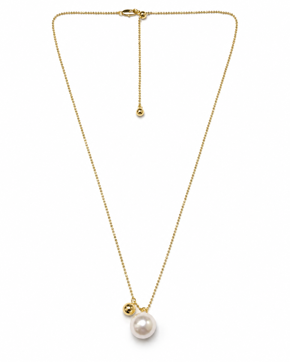 Gold Pearl and Sphere Slider Necklace – view 1