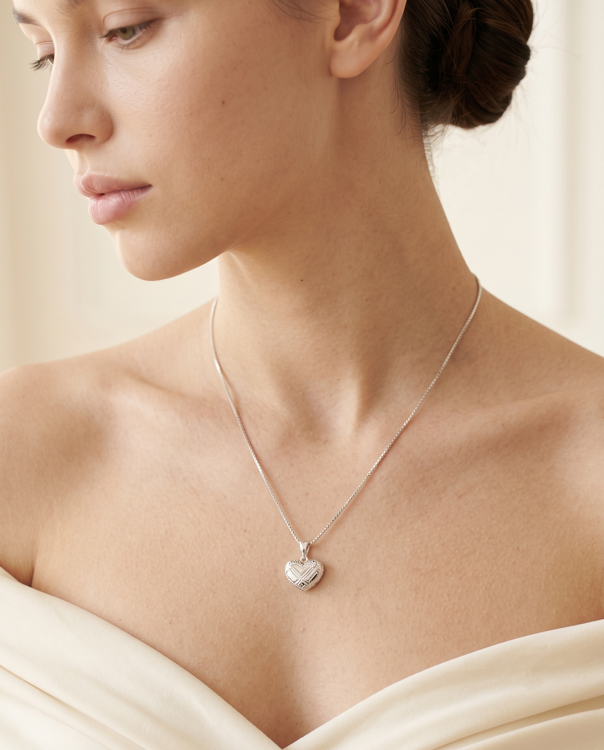 Quilted Puff Heart Necklace – view 3