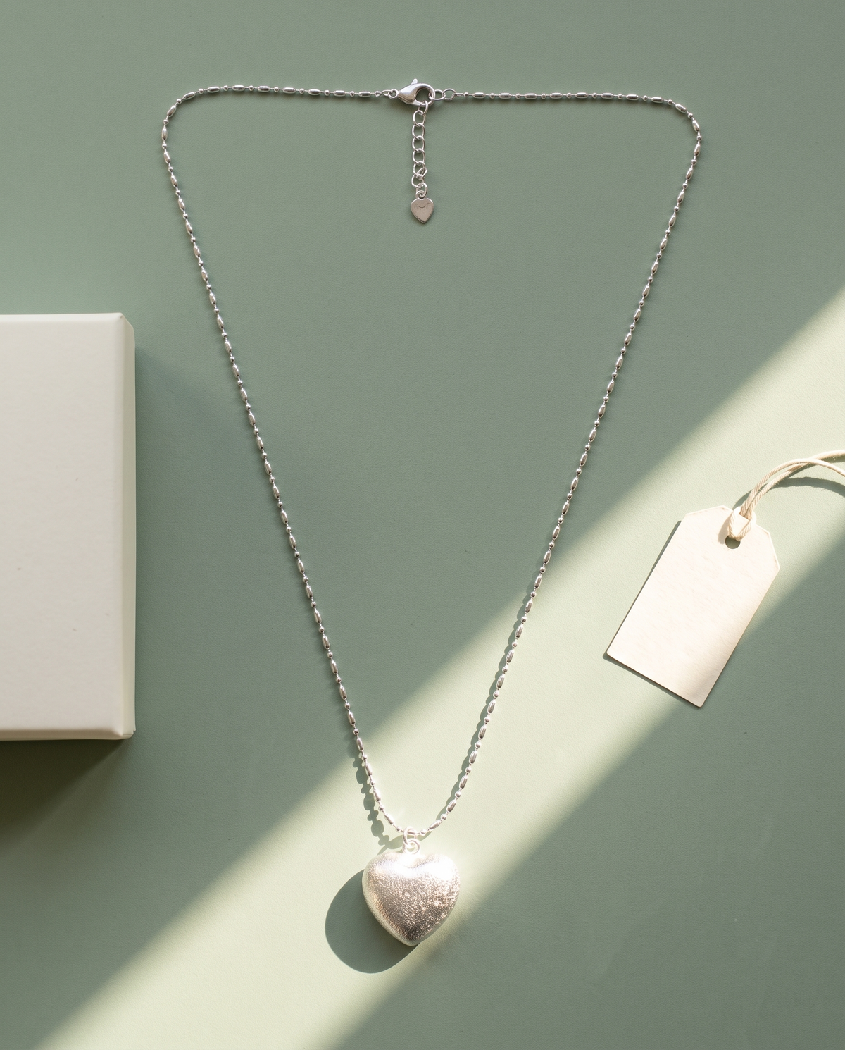Brushed Puff Heart Necklace – view 4