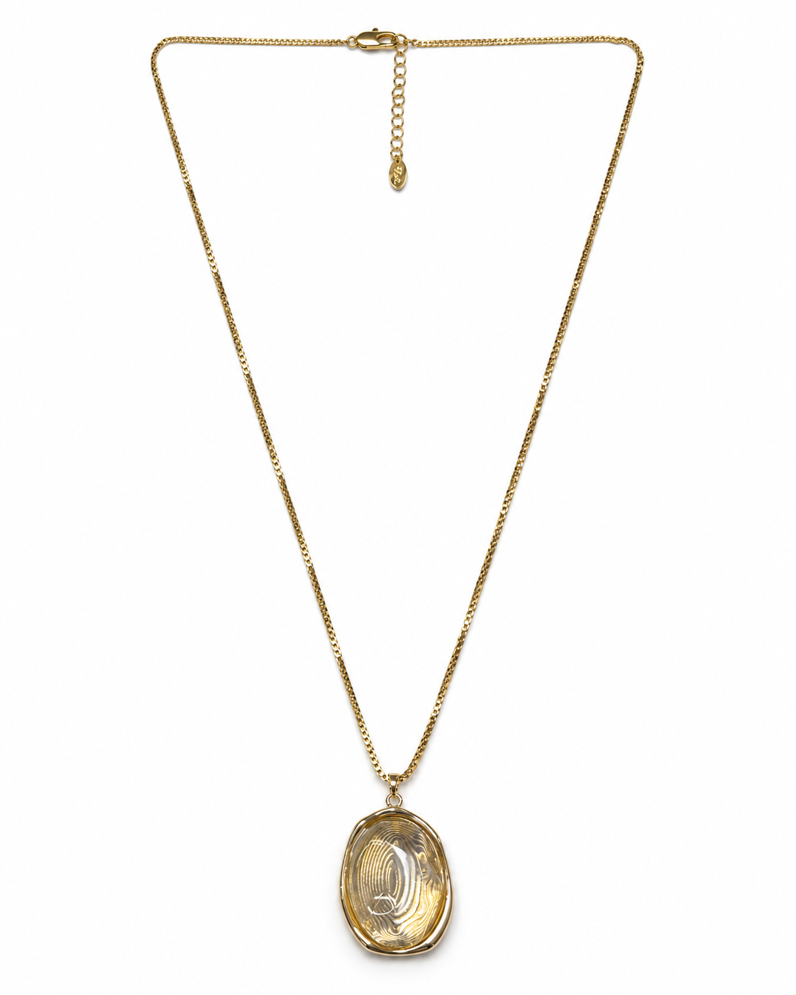 Clear Swirl Oval Pendant Necklace – view 1