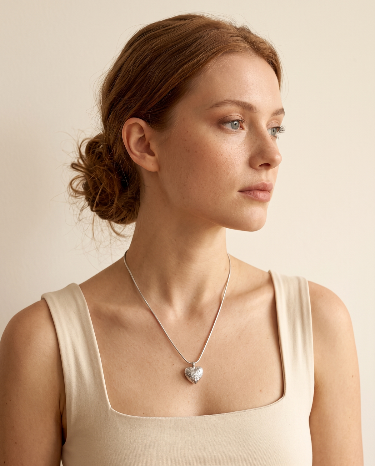 Textured Puff Heart Necklace – view 2