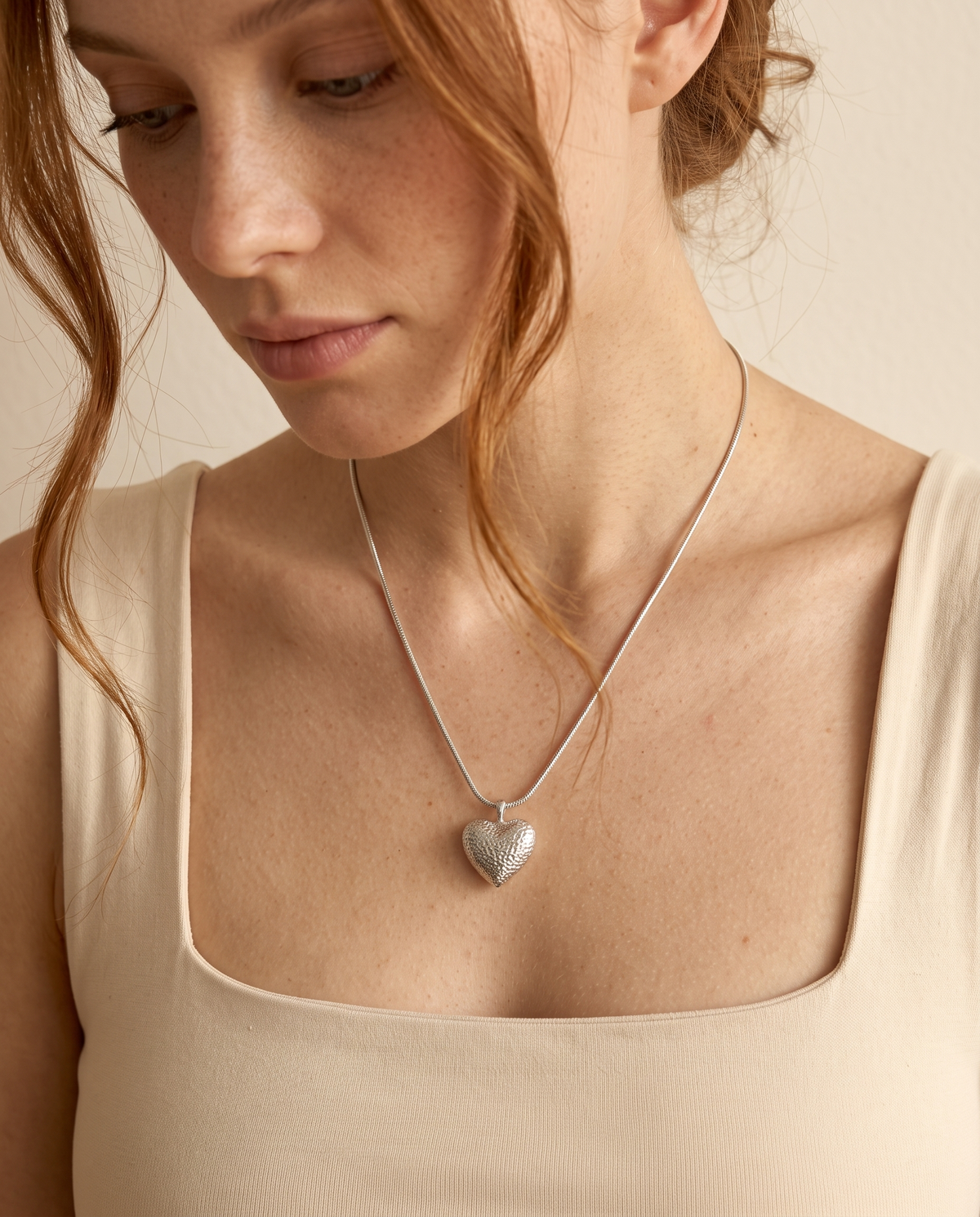 Textured Puff Heart Necklace – view 3