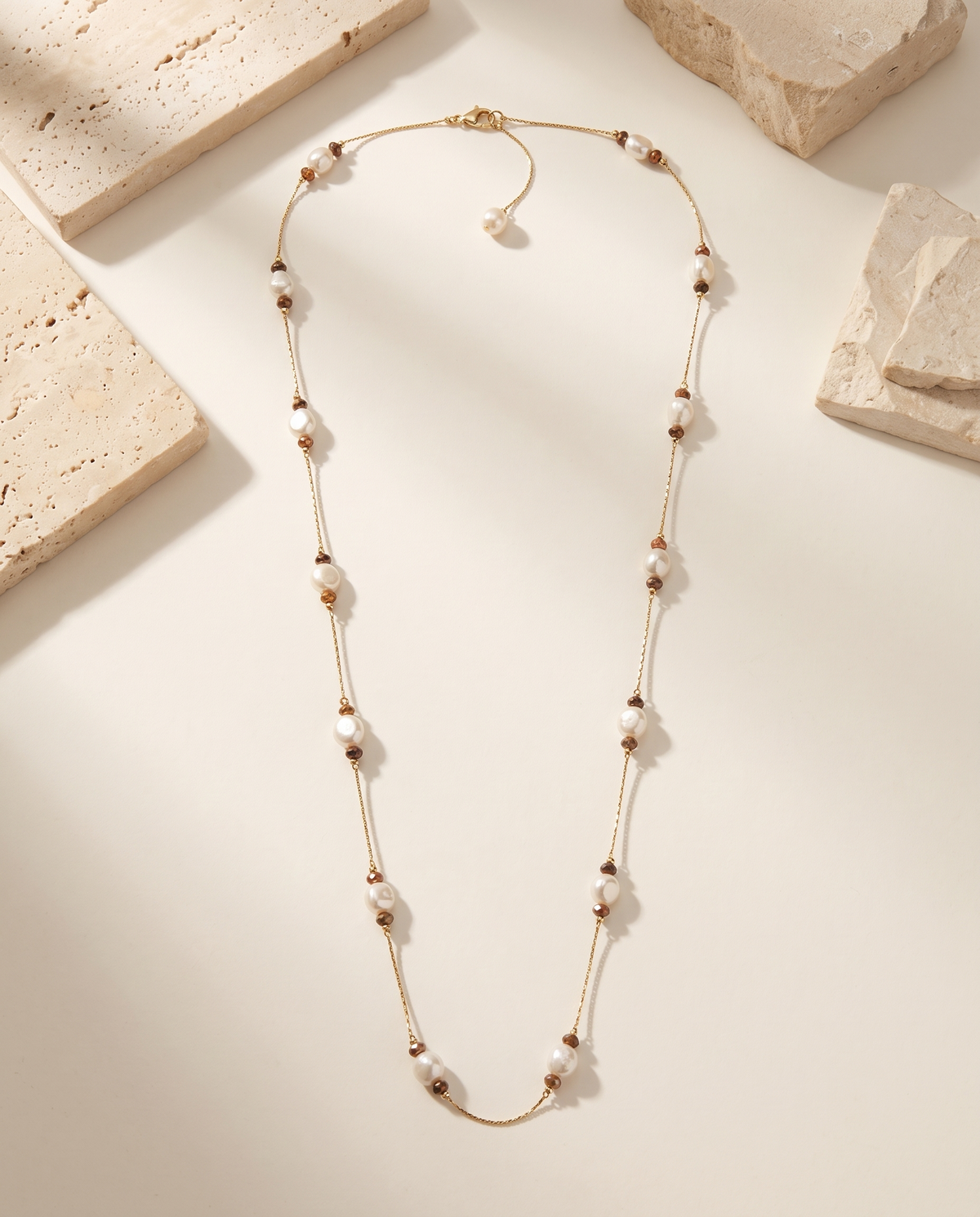 Pearl Rondelle Station Necklace – view 4