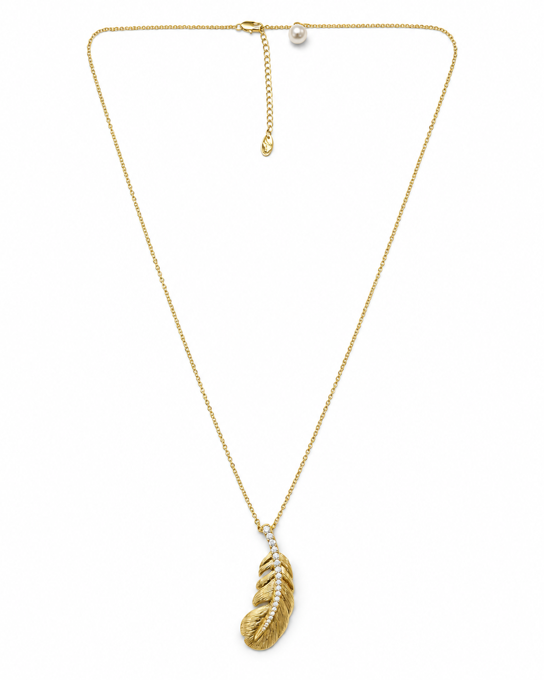 Crystal Feather Pendant Necklace – view 1