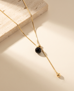 Black Bead Sphere Lariat Necklace – view 4