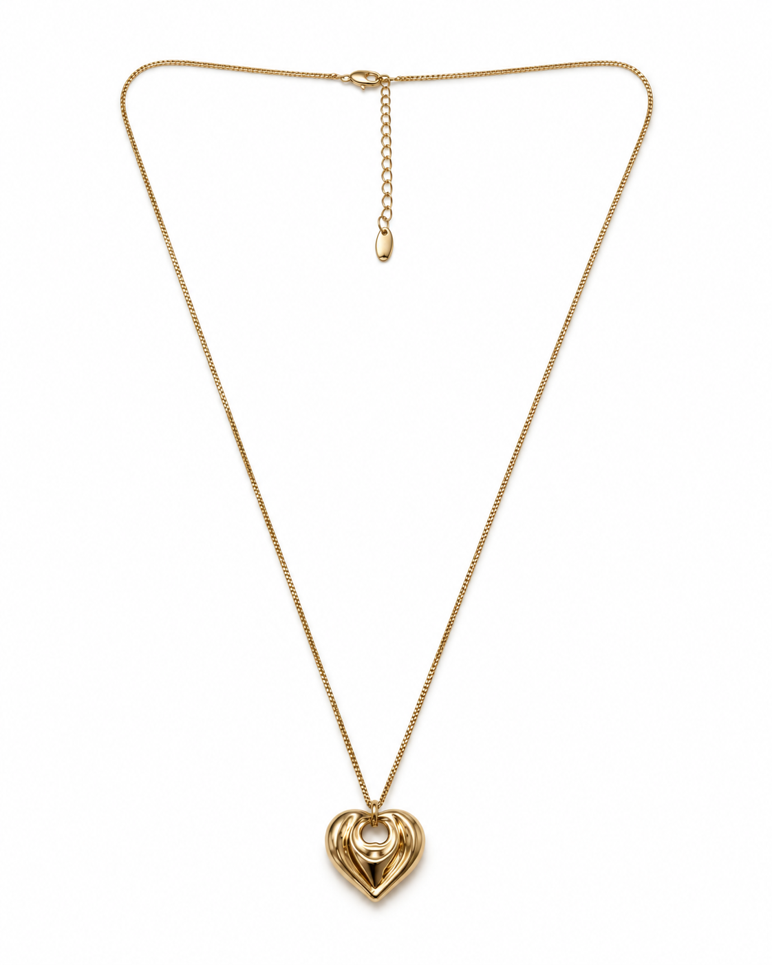 Gold Nested Ripple Heart Necklace – view 1