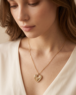Gold Nested Ripple Heart Necklace – view 3