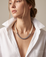 Silver Pearl Woven Chain Heart Charm Necklace – view 2