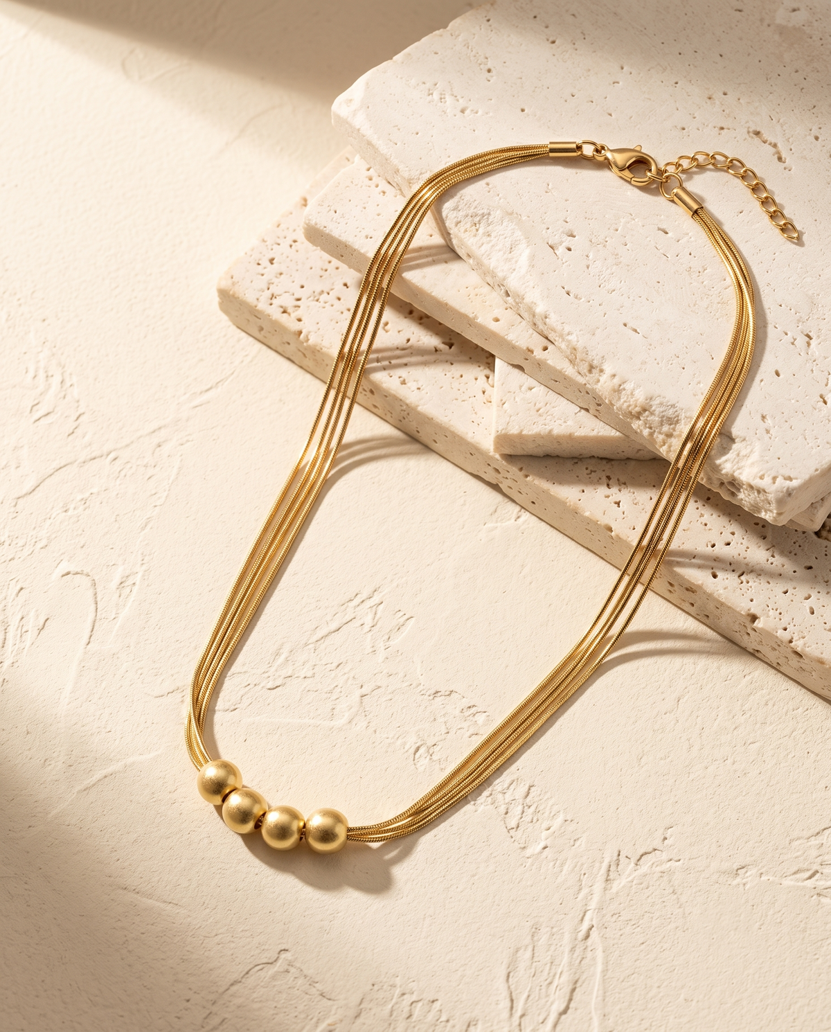 Four Strand Snake Chain Sphere Necklace – view 4