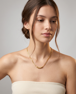 Gold Multi Strand Brushed Bead Necklace – view 2