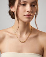 Gold Multi Strand Brushed Bead Necklace – view 3