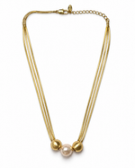 Three Strand Snake Chain Pearl Necklace – view 1
