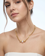 Three Strand Snake Chain Pearl Necklace – view 3