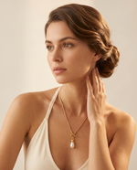 Gold T-bar Toggle Pearl Drop Necklace – view 2