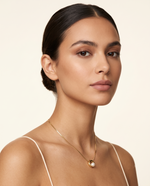 Gold Sculpted Ring Pearl Pendant Necklace – view 2