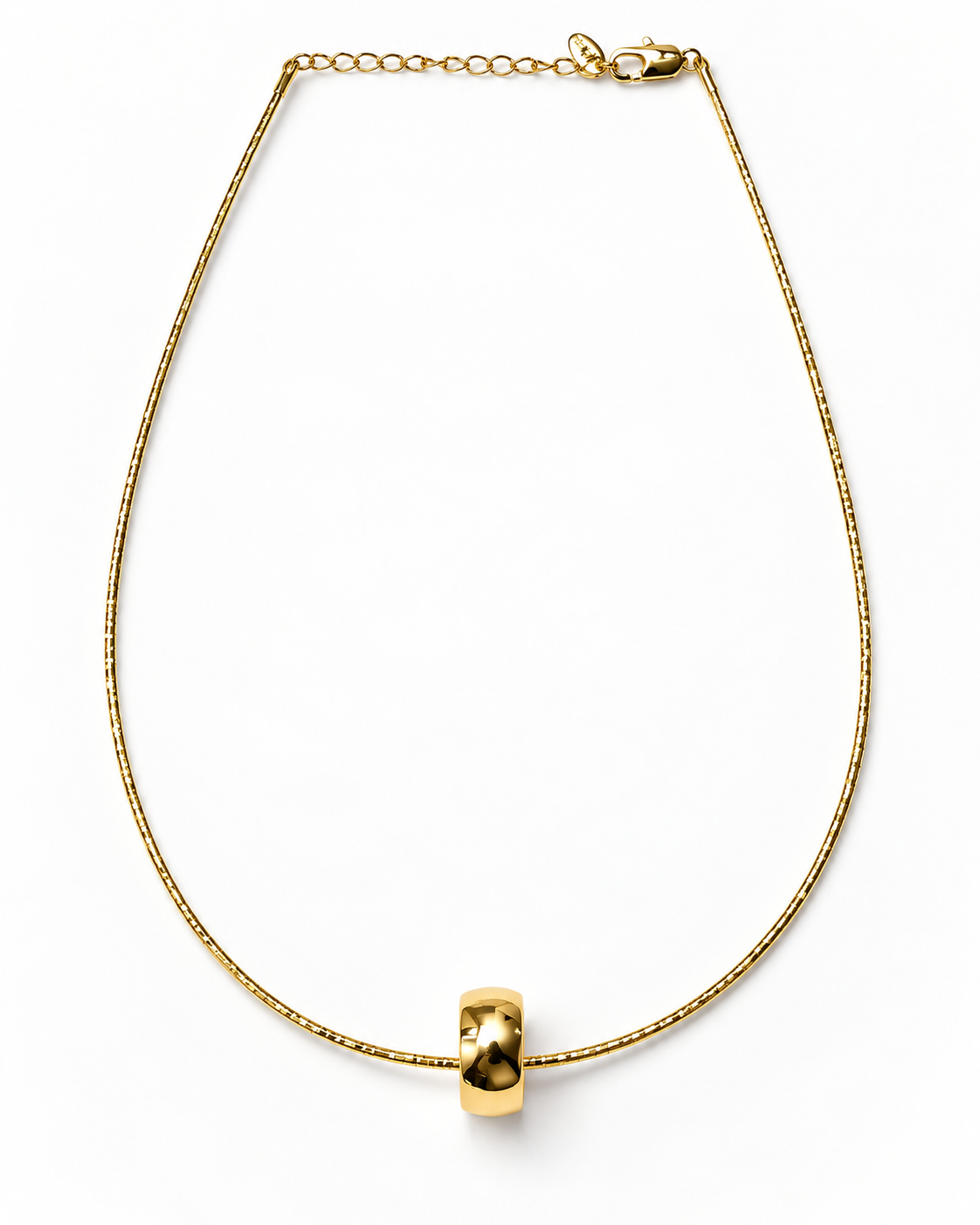 Gold Faceted Chain Barrel Bead Necklace – view 1