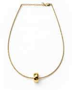 Gold Faceted Chain Barrel Bead Necklace – view 1