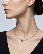 Silver Faceted Chain Barrel Bead Necklace – view 3