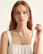 Gold Baroque Pearl Curb Chain Lariat Necklace – view 2