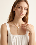 Gold Baroque Pearl Curb Chain Lariat Necklace – view 3