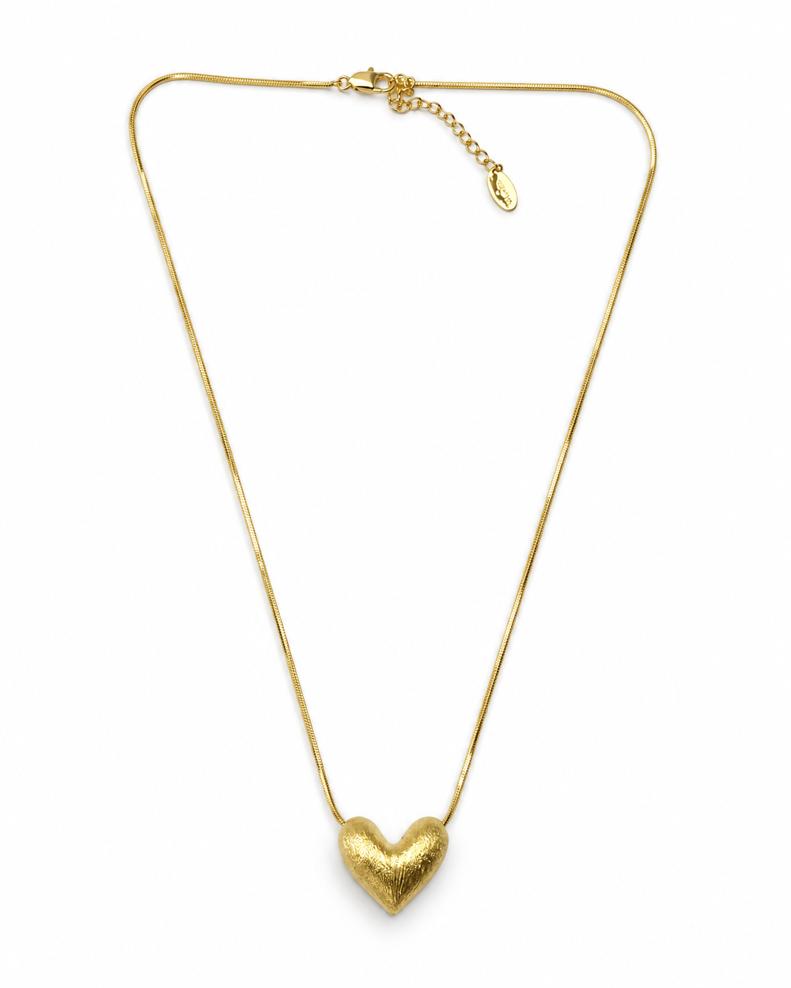 Gold Puffed Heart Pendant Necklace – view 1