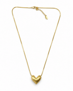 Gold Puffed Heart Pendant Necklace – view 1