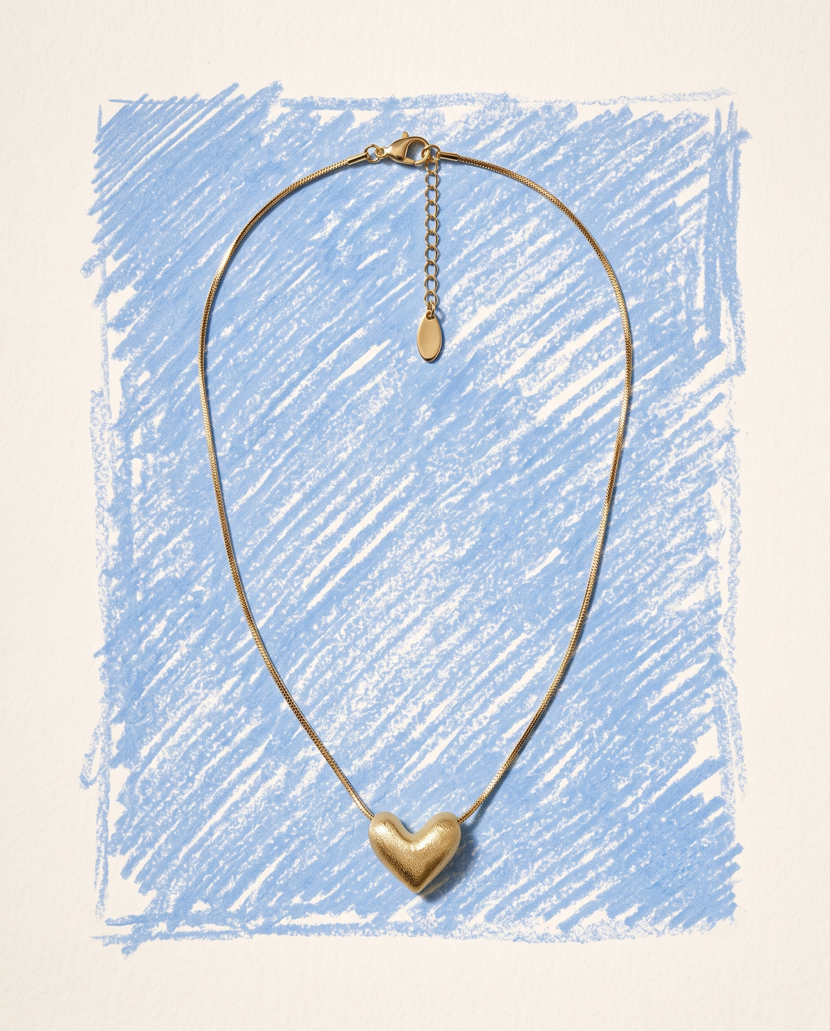 Gold Puffed Heart Pendant Necklace – view 4