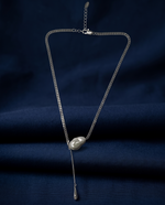 Silver Baroque Pearl Curb Chain Lariat Necklace – view 4