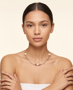 Silver Pearl Curved Tube Beaded Necklace – view 2