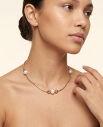 Silver Pearl Curved Tube Beaded Necklace – view 3