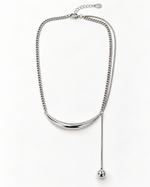 Silver Curved Bar Snake Curb Lariat Necklace – view 1
