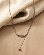 Silver Curved Bar Snake Curb Lariat Necklace – view 4