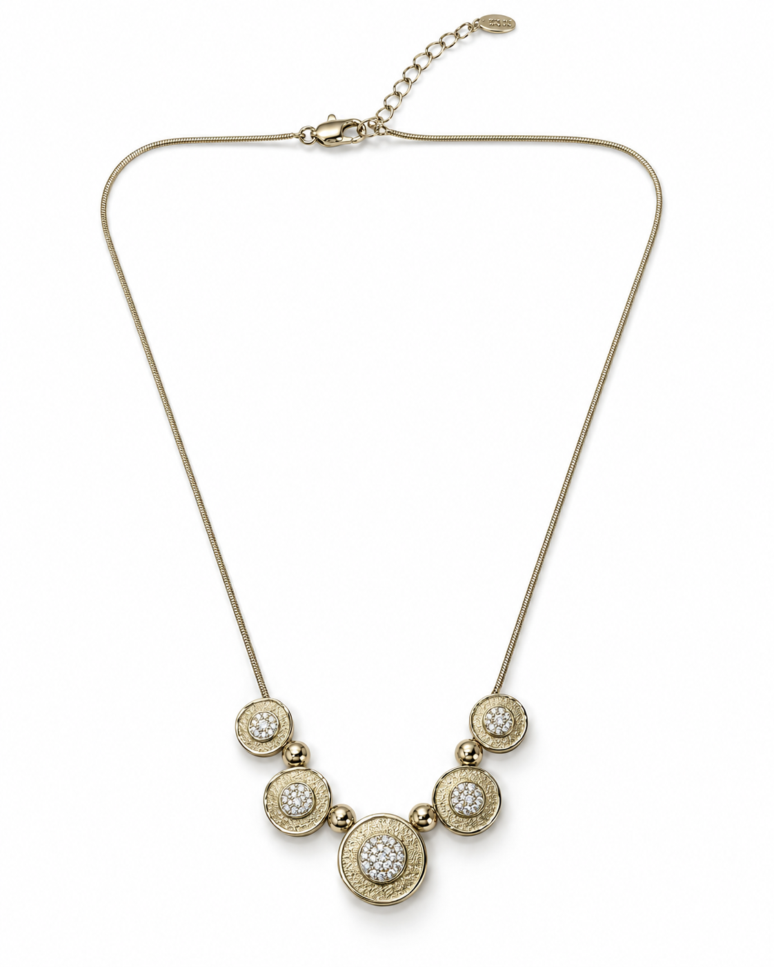 Gold Textured Disc Station Necklace – view 1