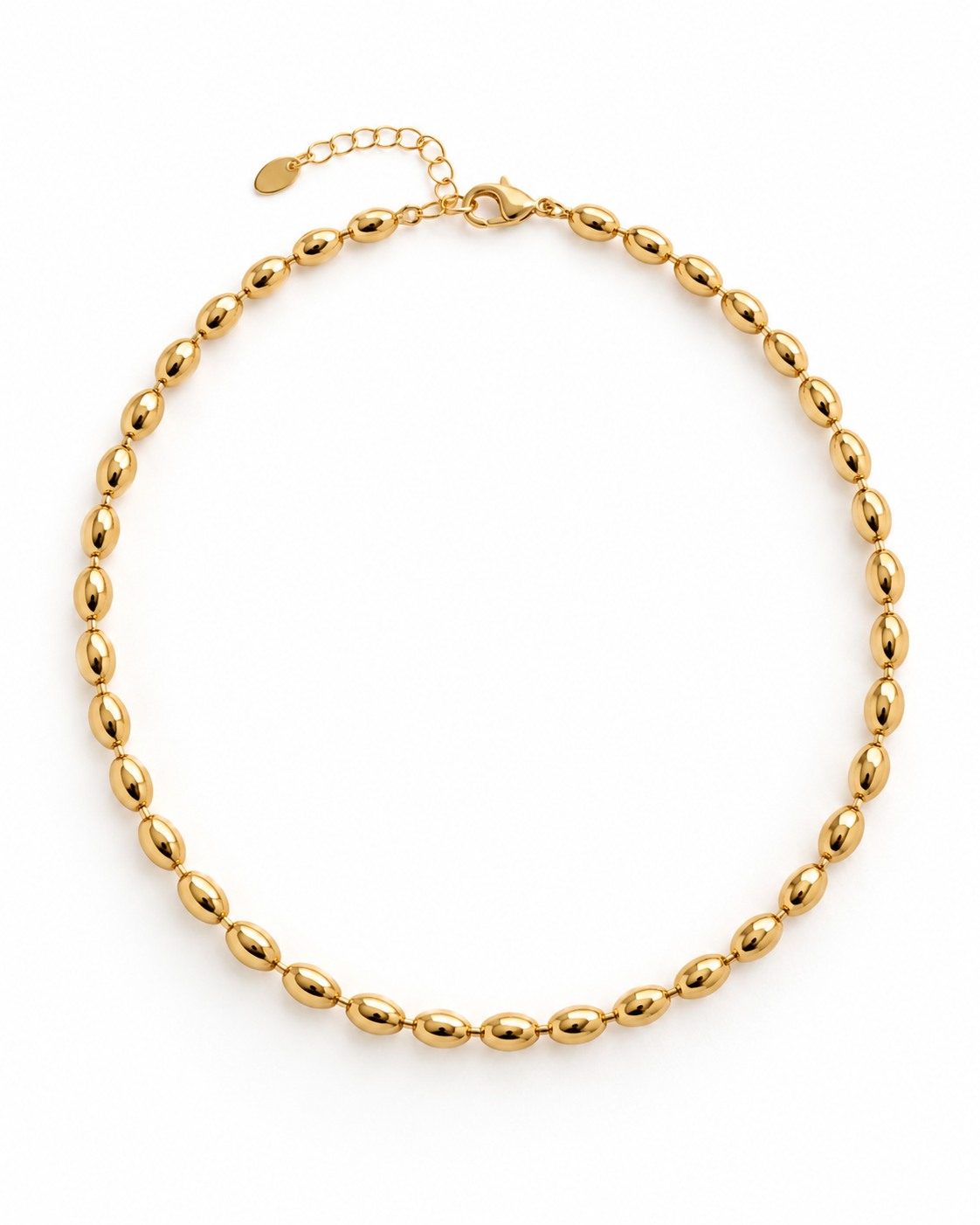 Gold Oval Bead Necklace – view 1