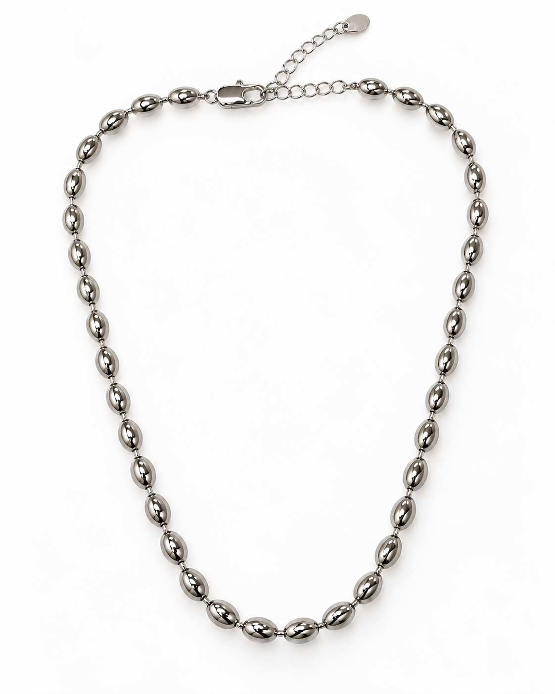 Silver Oval Bead Necklace – view 1