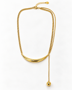 Gold Curved Bar Snake Curb Lariat Necklace – view 1