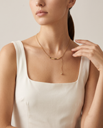 Gold Curved Bar Snake Curb Lariat Necklace – view 2