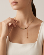 Gold Curved Bar Snake Curb Lariat Necklace – view 3