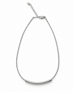 Silver Curved Tube Textured Chain Necklace – view 1
