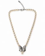 Silver Butterfly Pearl Strand Necklace – view 1