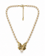 Gold Butterfly Pearl Strand Necklace – view 1