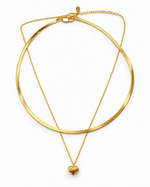 Gold Layered Herringbone Heart Necklace – view 1
