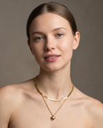 Gold Layered Herringbone Heart Necklace – view 2