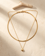 Gold Layered Herringbone Heart Necklace – view 4