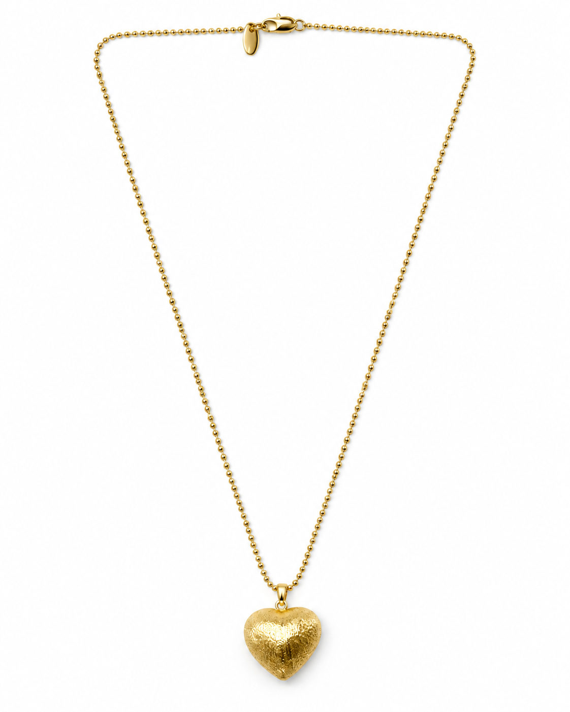 Gold Brushed Heart Ball Chain Necklace – view 1