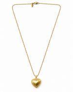 Gold Brushed Heart Ball Chain Necklace – view 1